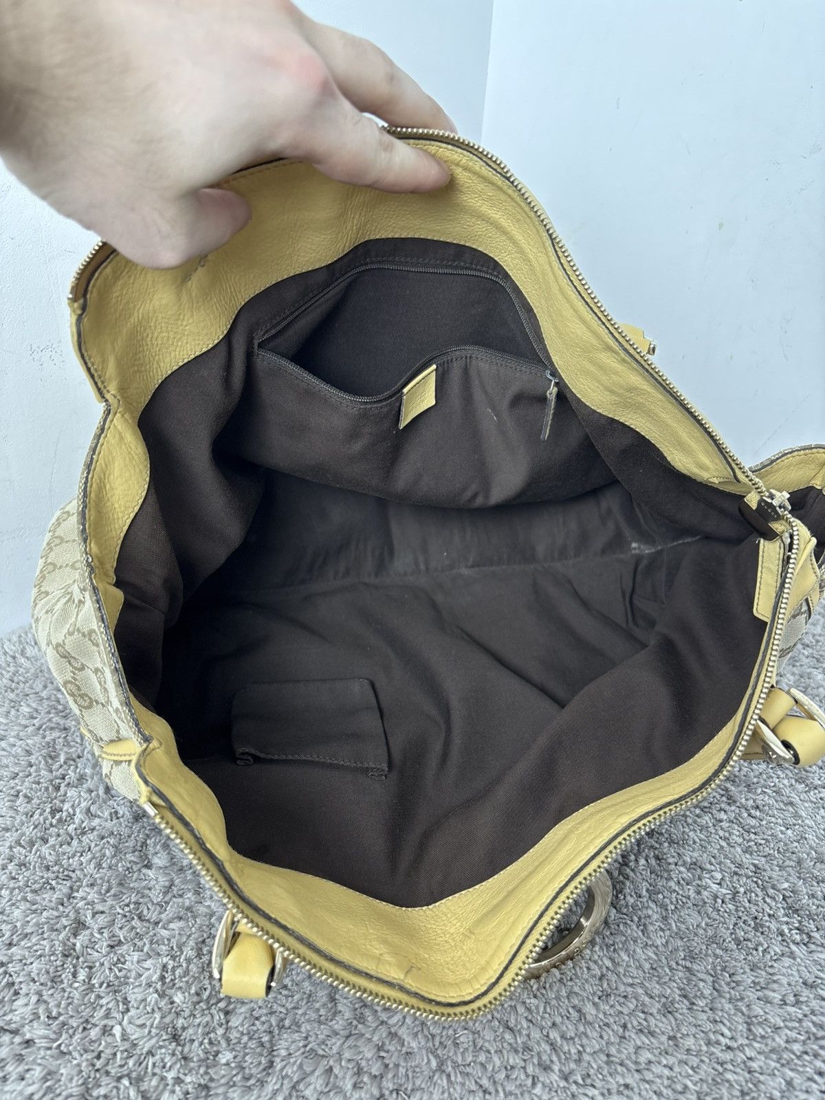 Gucci GUCCI GG Canvas Tote Bag Beige Gold Auth th540 Golden boston Size ONE SIZE - 15 Thumbnail