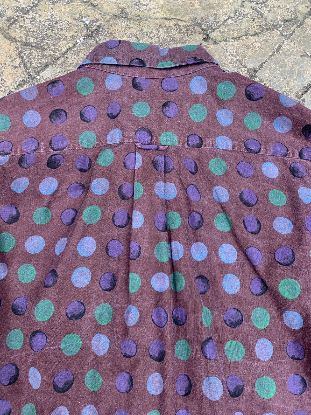 Japanese Brand 2000s Saburoku Japan Polkadot Brown Shirt Size M / US 6-8 / IT 42-44 - 4 Thumbnail