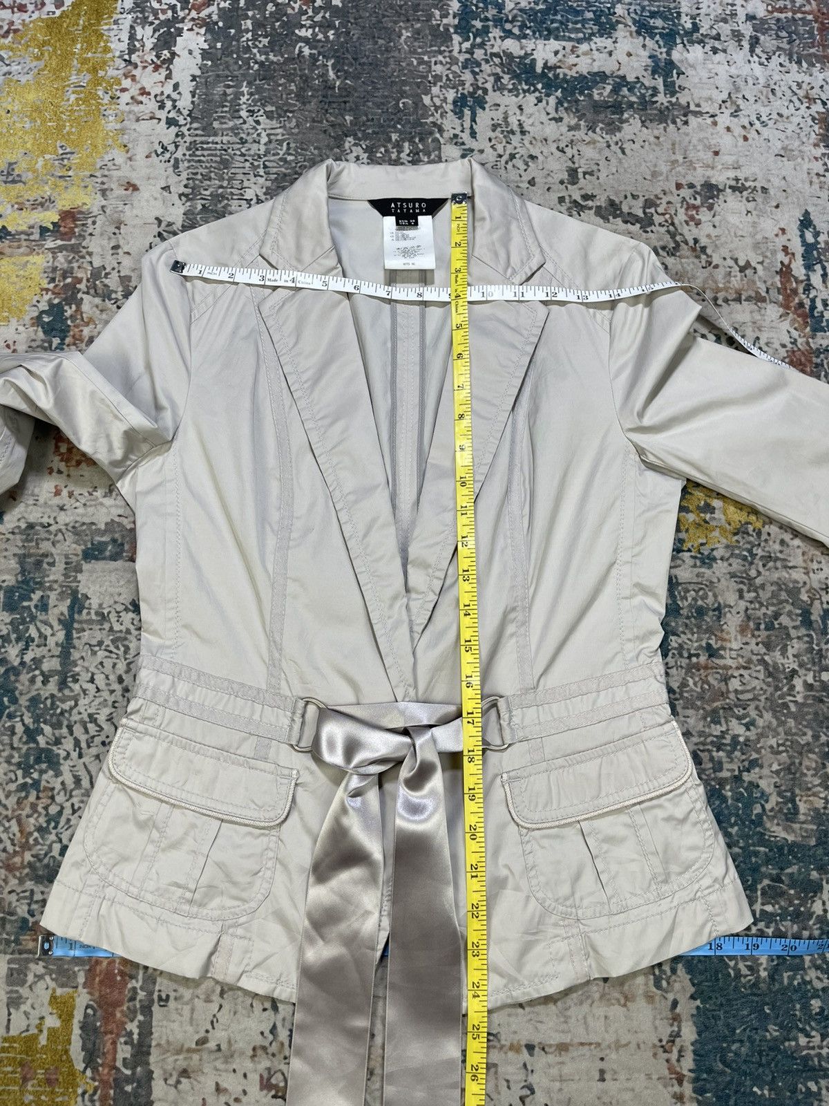 ATSURO TAYAMA Atsuro Tayama Cream Belt Tie Waist Blazer Size M / US 6-8 / IT 42-44 - 10 Thumbnail
