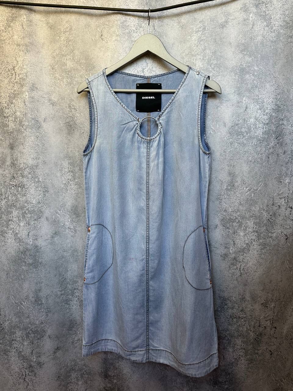 Diesel Diesel Sleeveless Denim Dress 100% Lyocell Casual Pockets Size L / US 10 / IT 46 - 2 Thumbnail