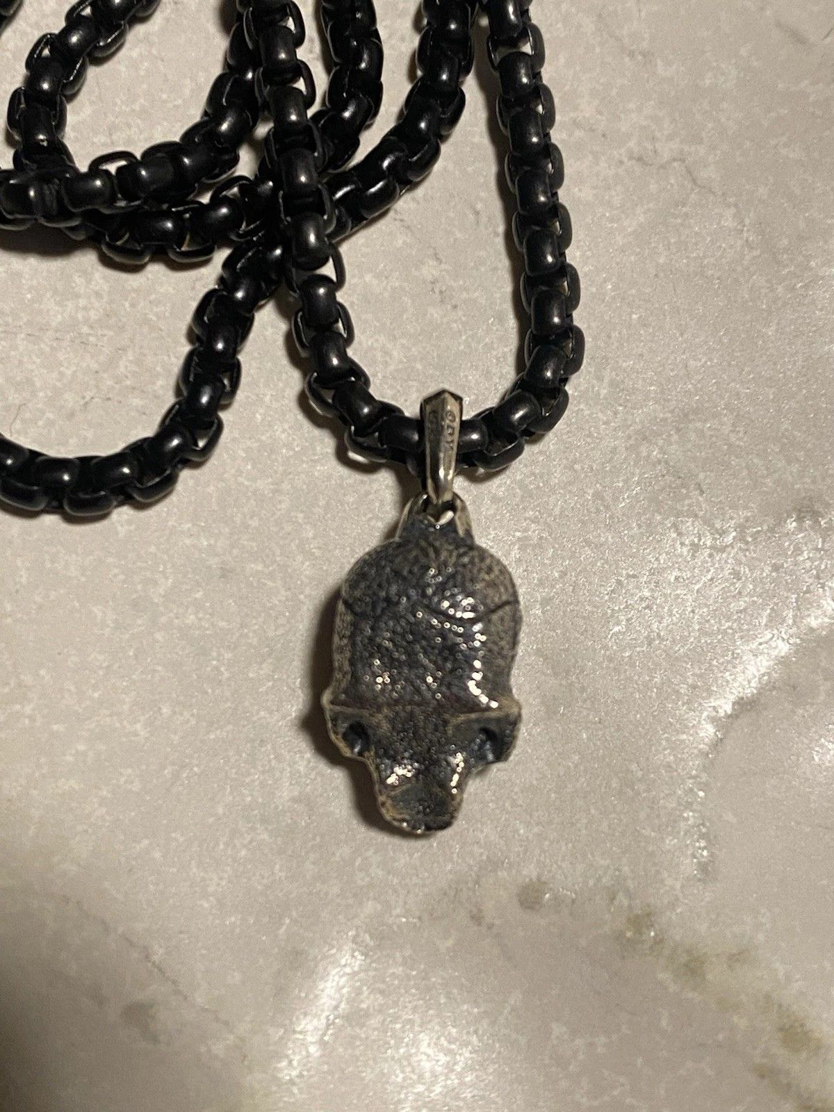 David Yurman David Yurman Sterling Silver Skull Pendant Steel Necklace Size ONE SIZE - 4 Thumbnail