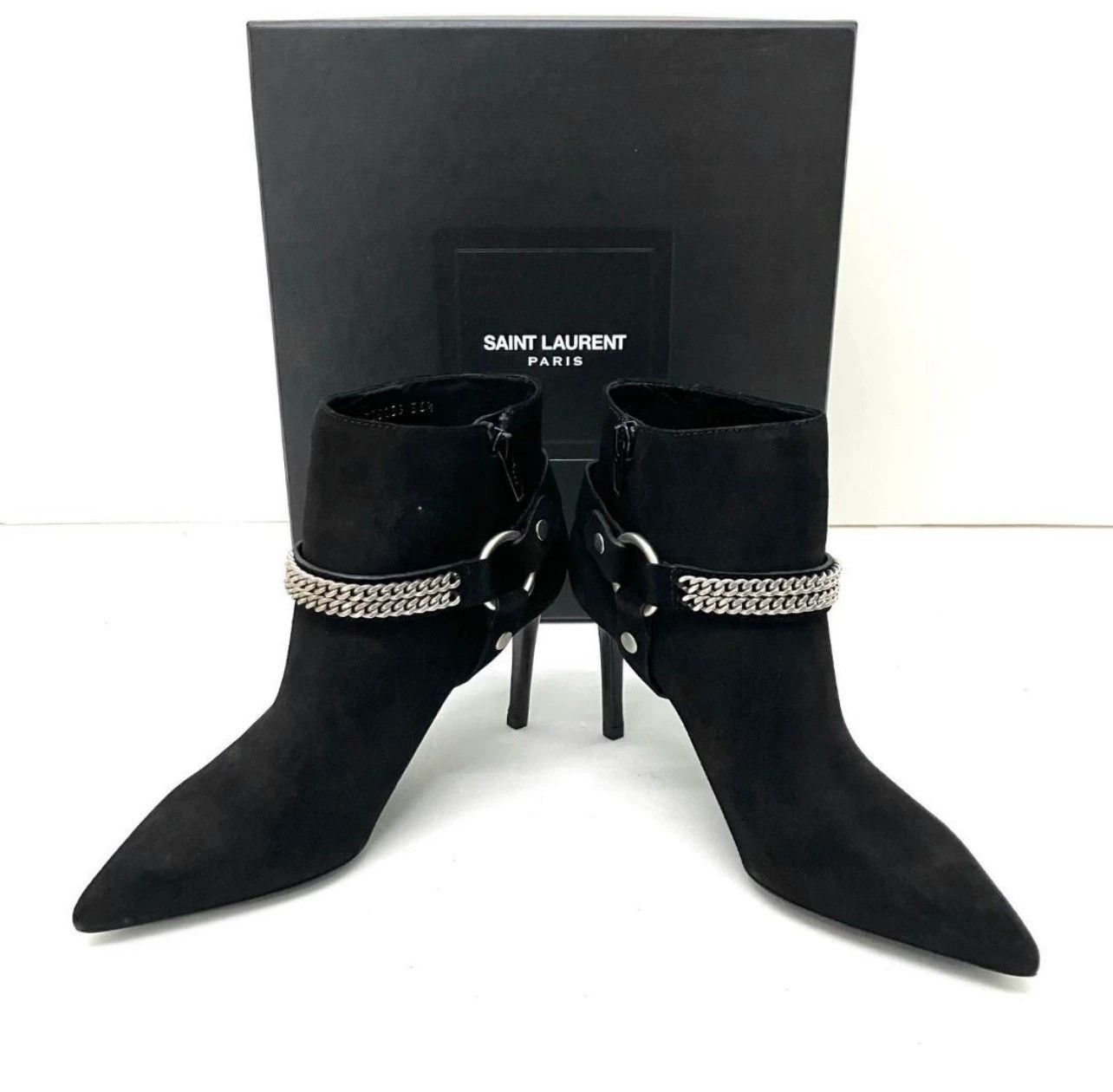 Authentic Saint Laurent (YSL) pointed-toe high-heeled boots