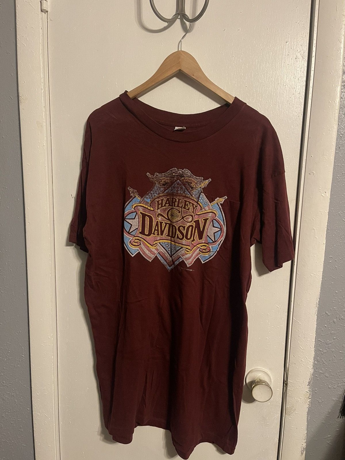 image of 90's Harley Davidson Pocket Tee in Red, Men's (Size 2XL)