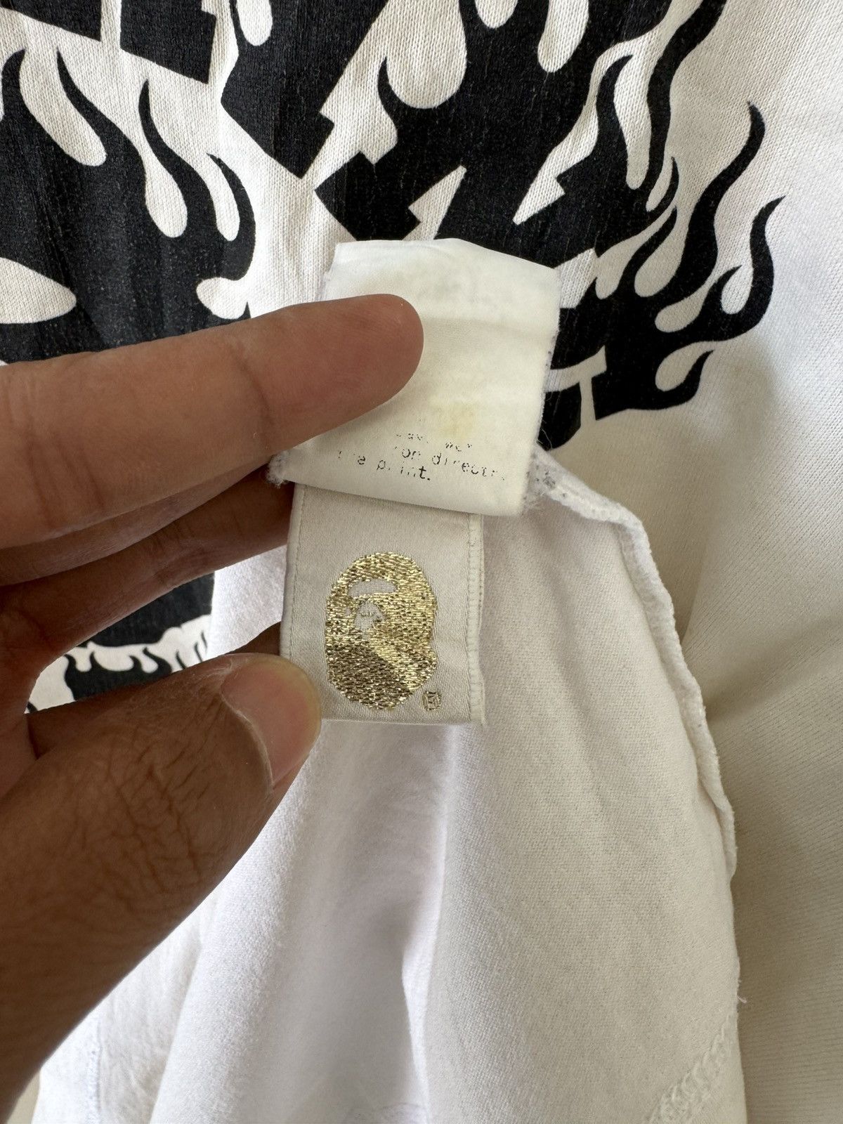 Bape VINTAGE BAPE FONT FIRE LOGO 3/4 SLEEVE T SHIRT Size US L / EU 52-54 / 3 - 12 Thumbnail