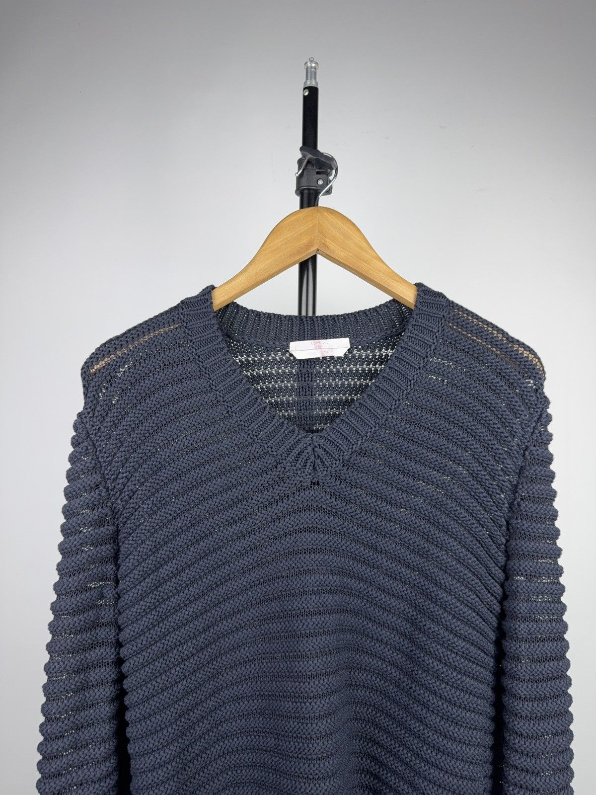 Hugo Boss Luxury Hugo Boss Italy Textured Open Knit Sweater Navy Size US S / EU 44-46 / 1 - 2 Thumbnail