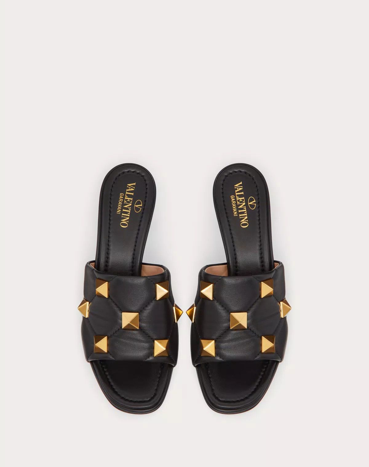 Valentino o1s1wg110625 Roman Stud Flat Slide Sandal in Black Size US 5 / IT 35 - 4 Thumbnail