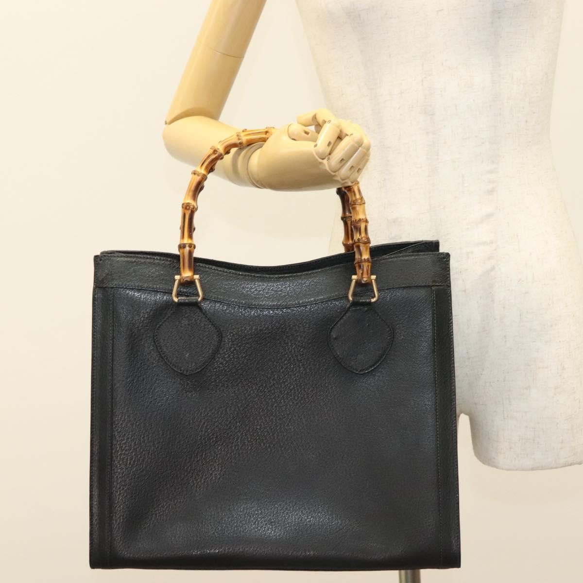 Gucci GUCCI Bamboo Hand Bag Leather Black Gold 002 1186 002 1186 Size ONE SIZE - 20 Thumbnail
