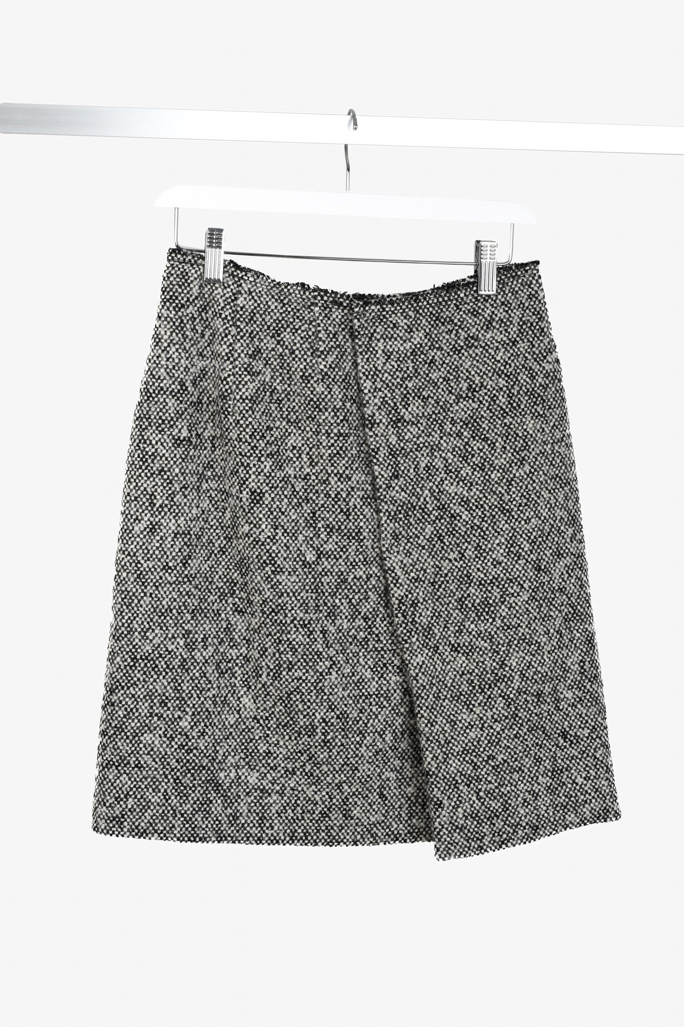 Prada Prada Miu Miu Black White Wool Tweed Wrap Skirt Size 28" / US 6 / IT 42 - 2 Thumbnail