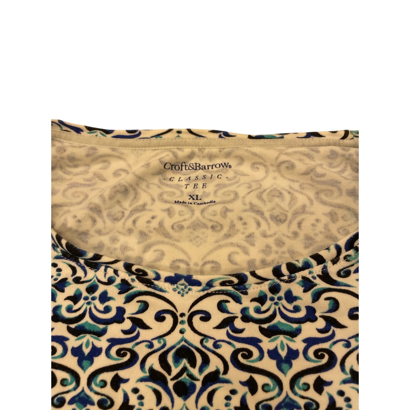 Croft & Barrow Croft & Barrow XL Long Sleeve T-Shirt Blue Teal Print Knit Size XL / US 12-14 / IT 48-50 - 3 Thumbnail