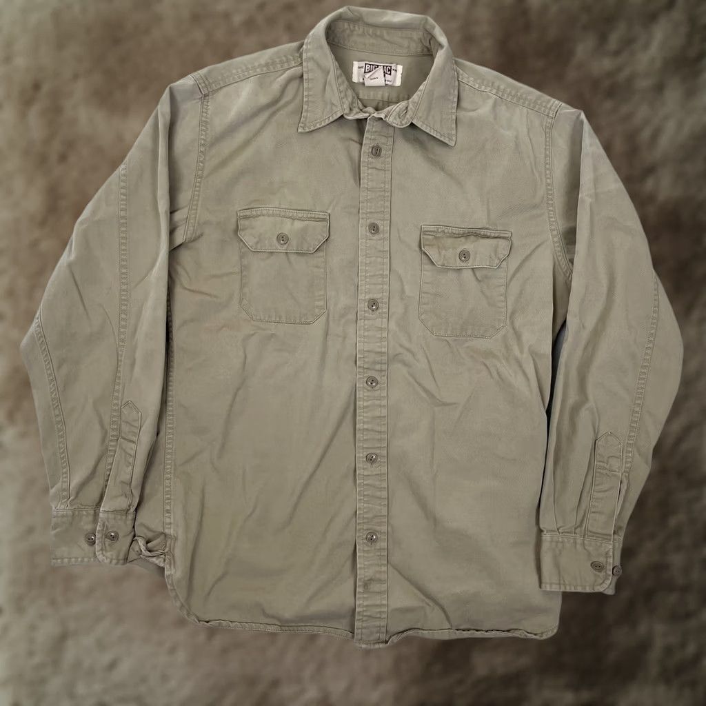 Vintage VINTAGE Big Mac Shirt Mens Medium Beige Solid Long Sleeve Button Front Workwear Size US M / EU 48-50 / 2 - 1 Thumbnail