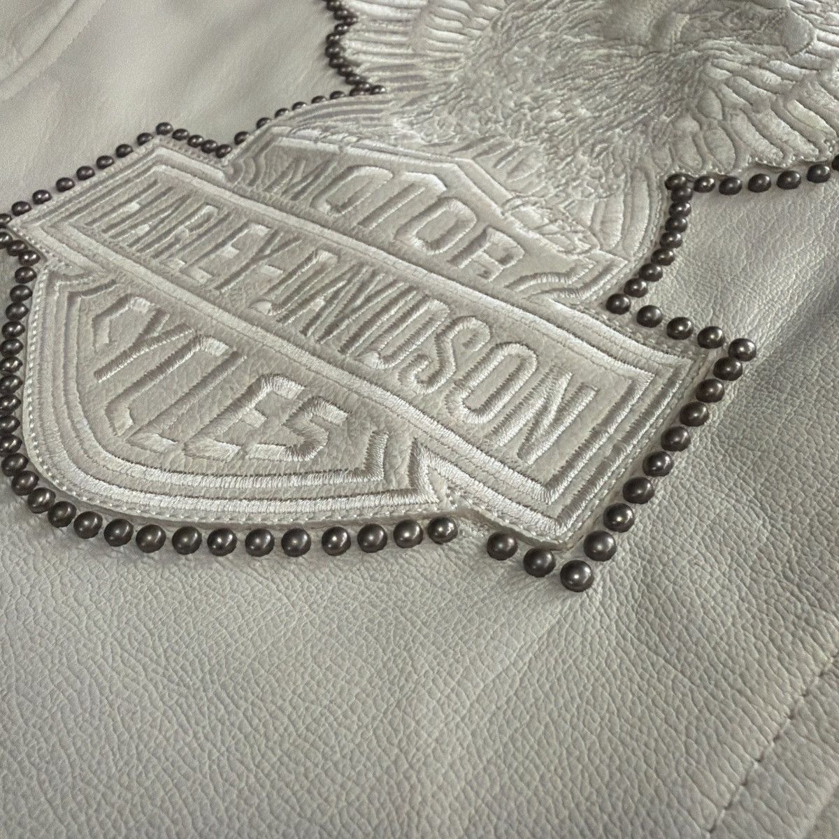 Harley Davidson Harley Davidson Ivory Motorcycle Eagle Leather Jacket Size S / US 4 / IT 40 - 10 Thumbnail