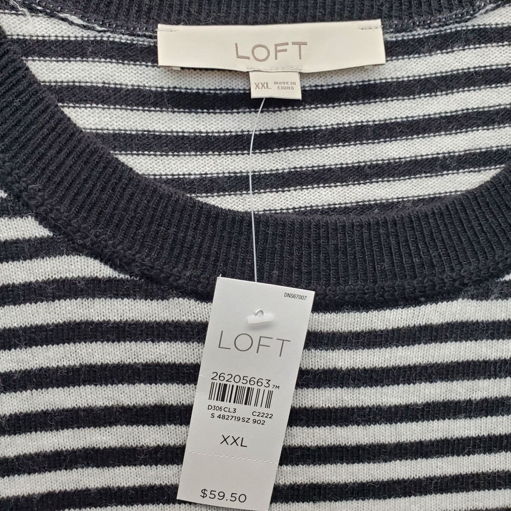 Loft Loft Womens Shirt XXL Multicolor Striped Viscose Raglan Crew Neck Pullover Top Size XXL / US 16-18 / IT 52-54 - 5 Thumbnail