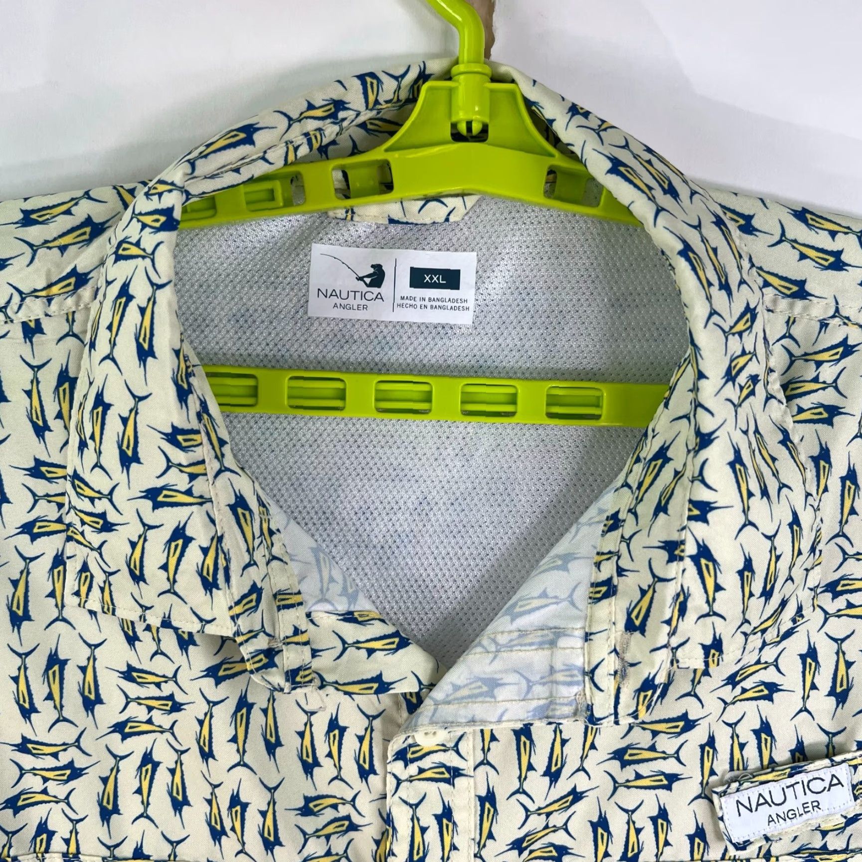 Nautica VINTAGE Nautica Shirt Mens XXL Ivory Swordfish Pocket Button-Up Beach Fishing Casual 90s Mens Size US XXL / EU 58 / 5 - 3 Thumbnail