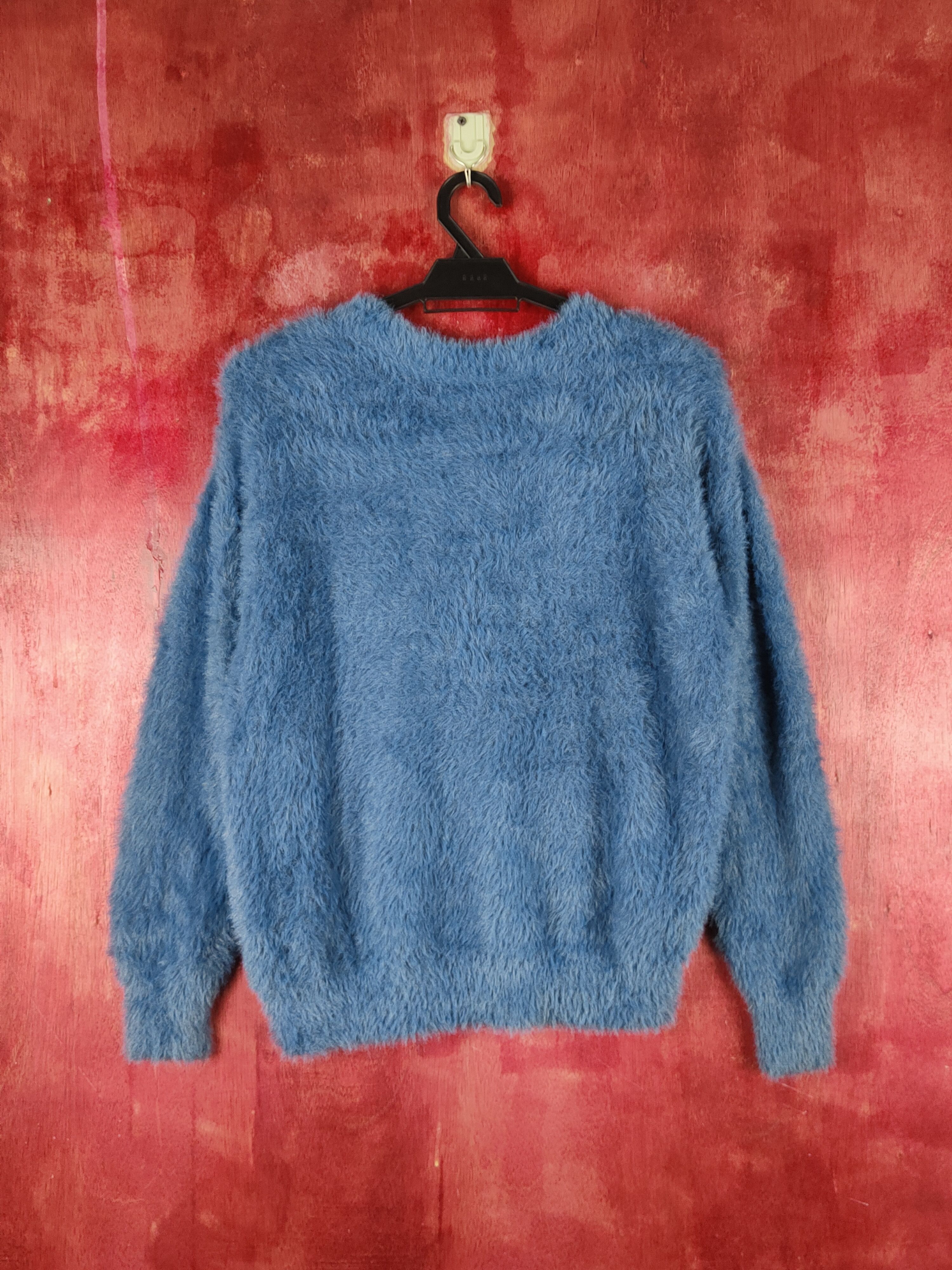 Vintage Sense of Place Blue Shag Shaggy Fur Mohair Knitwear #S2166 Size M / US 6-8 / IT 42-44 - 7 Thumbnail
