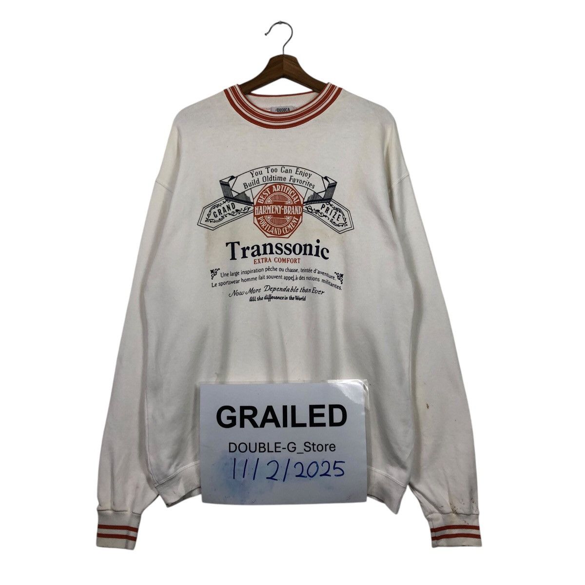 Japanese Brand 90s Transsonic Big Print Sweatshirt — Distressed + Sun-Faded Size US L / EU 52-54 / 3 - 1 Thumbnail