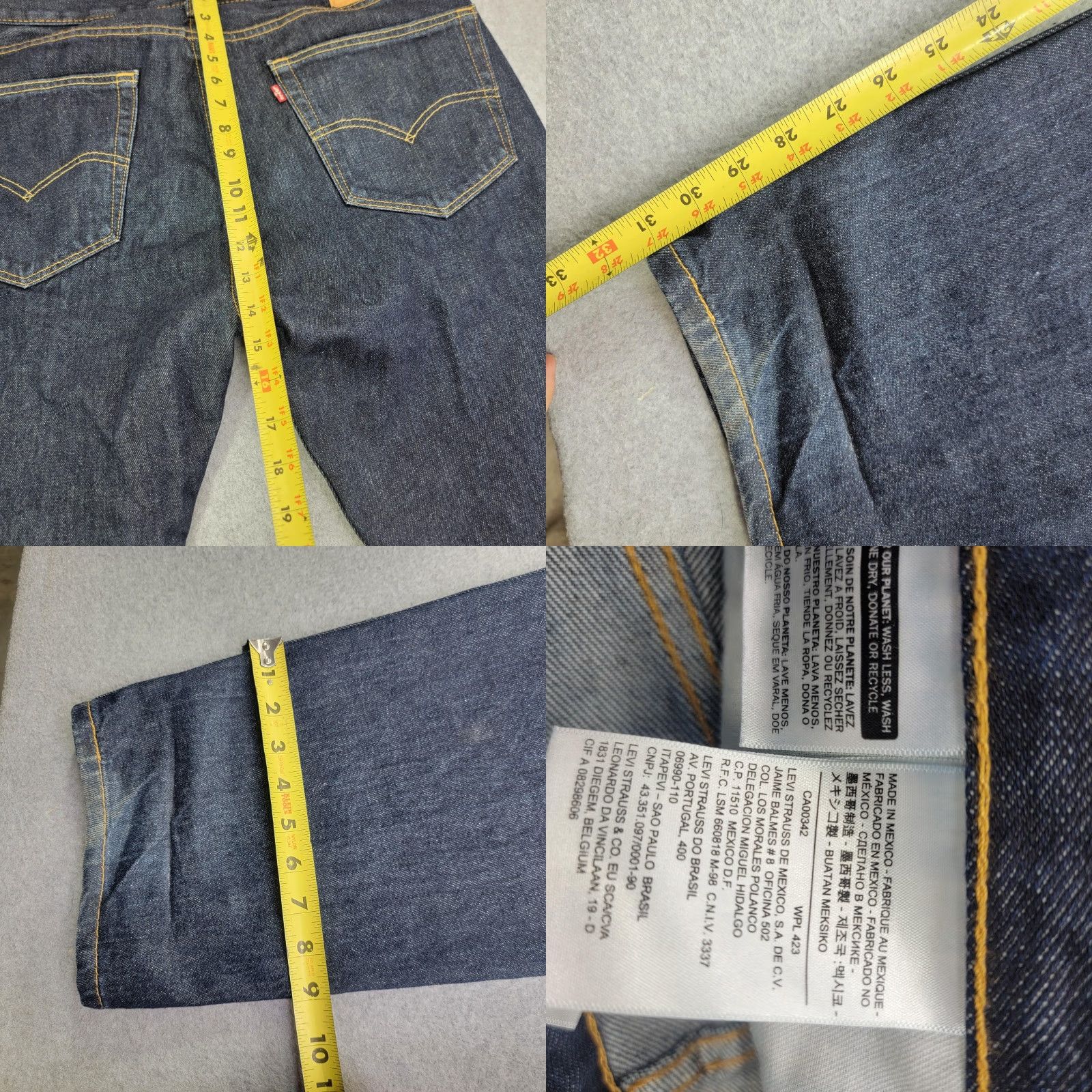Levi's Levi's 505 Jeans Mens 36x32 Blue Dark Wash Regular Fit Straight Leg Denim Jeans Size US 36 / EU 52 - 9 Thumbnail