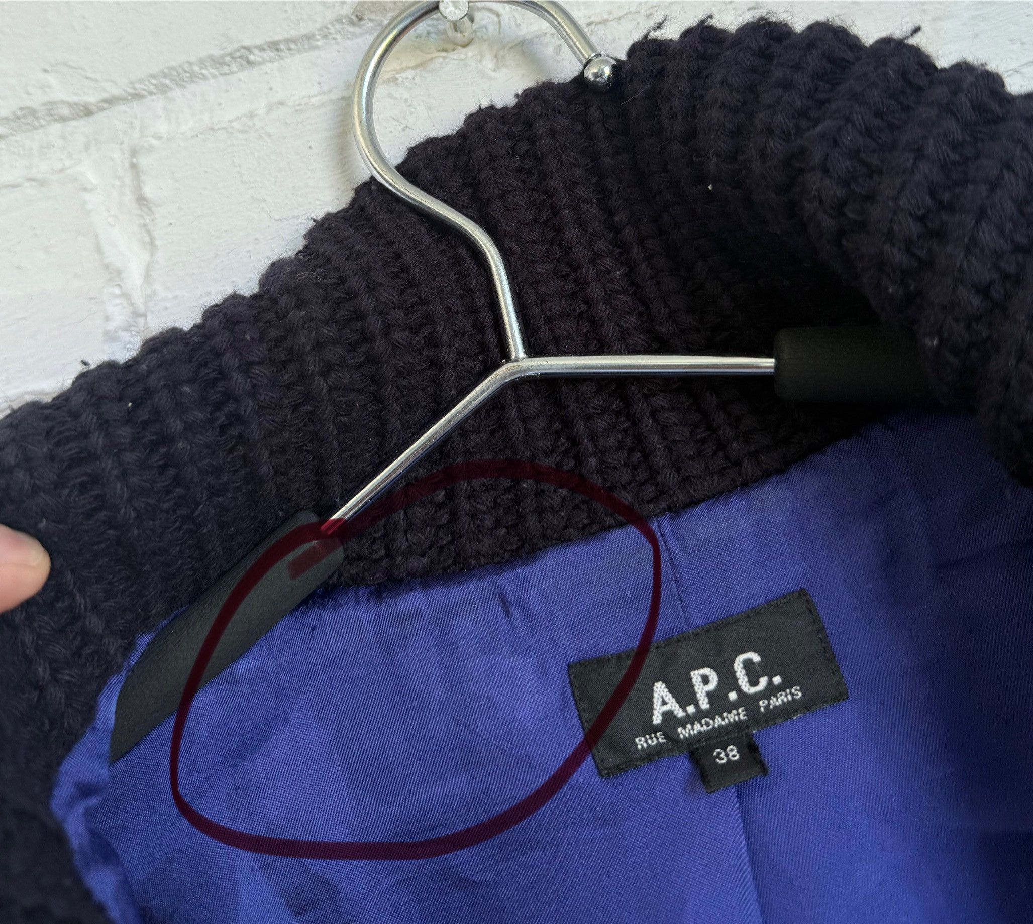 A.P.C. A.P.C. Rue Madame Paris Wool Plaid Knit Collar Jacket Size M / US 6-8 / IT 42-44 - 3 Thumbnail