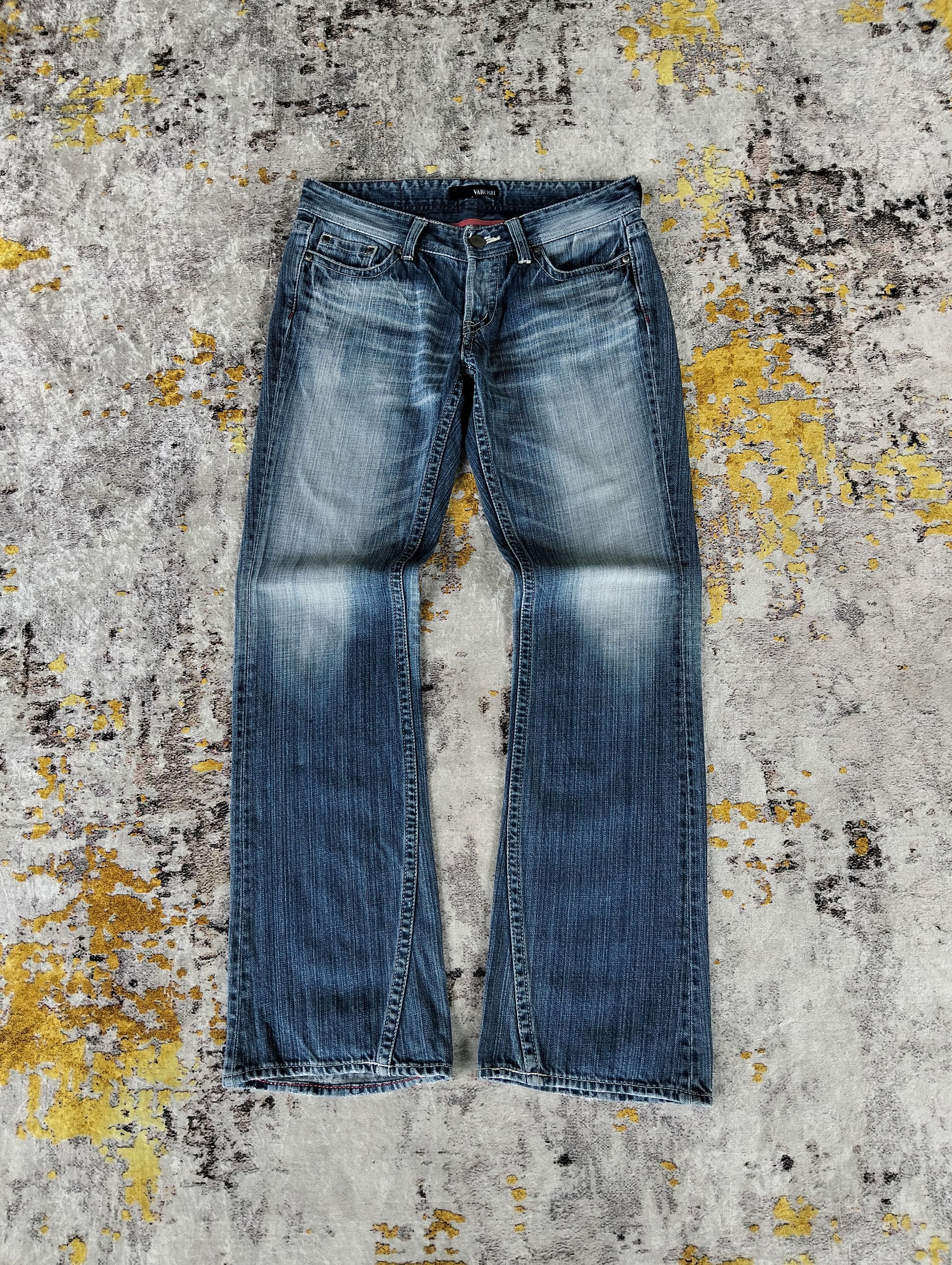 Vintage Varosh Button Fly Flared Low Rise Washed Faded Jeans
