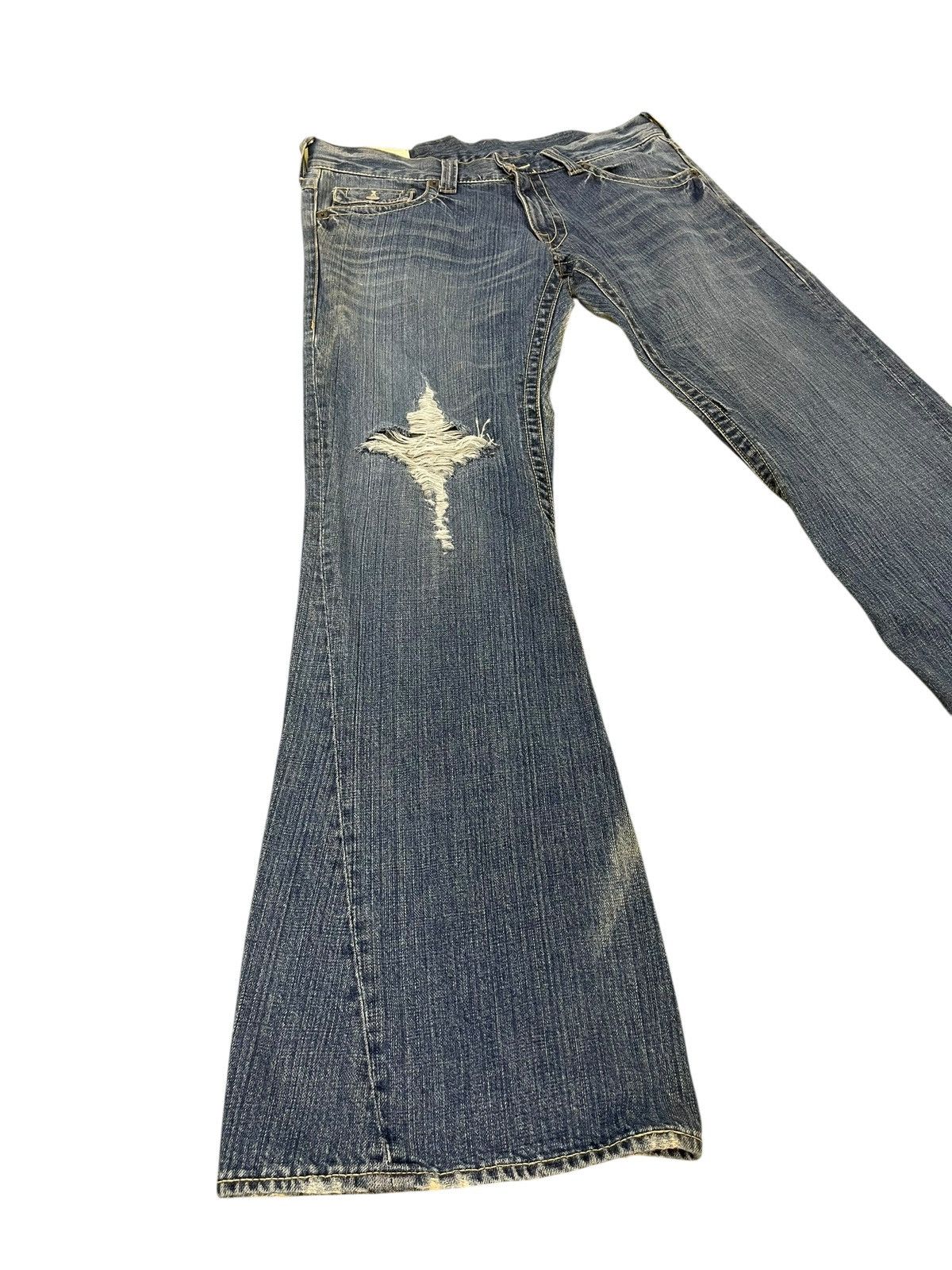 Japanese Brand Flare Jeans Rush Hour Distress Denim Boot Cut 2🟦2 Size US 35 - 1 Thumbnail