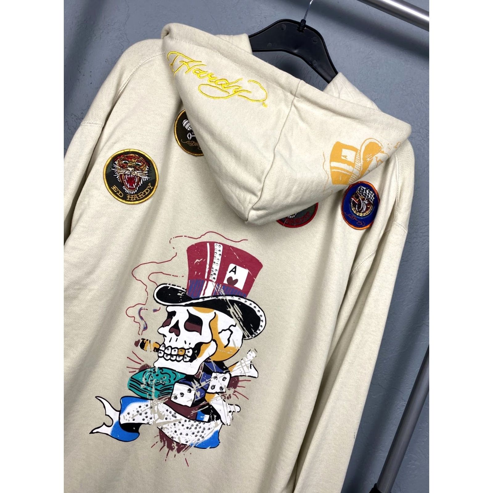 Ed Hardy Ed Hardy by Christian Audigier Mens Full Zip Hoodie 2XL Beige Hoodie Mens 2XL Ed Hardy Full Zip Hoodie Size US XXL / EU 58 / 5 - 7 Thumbnail