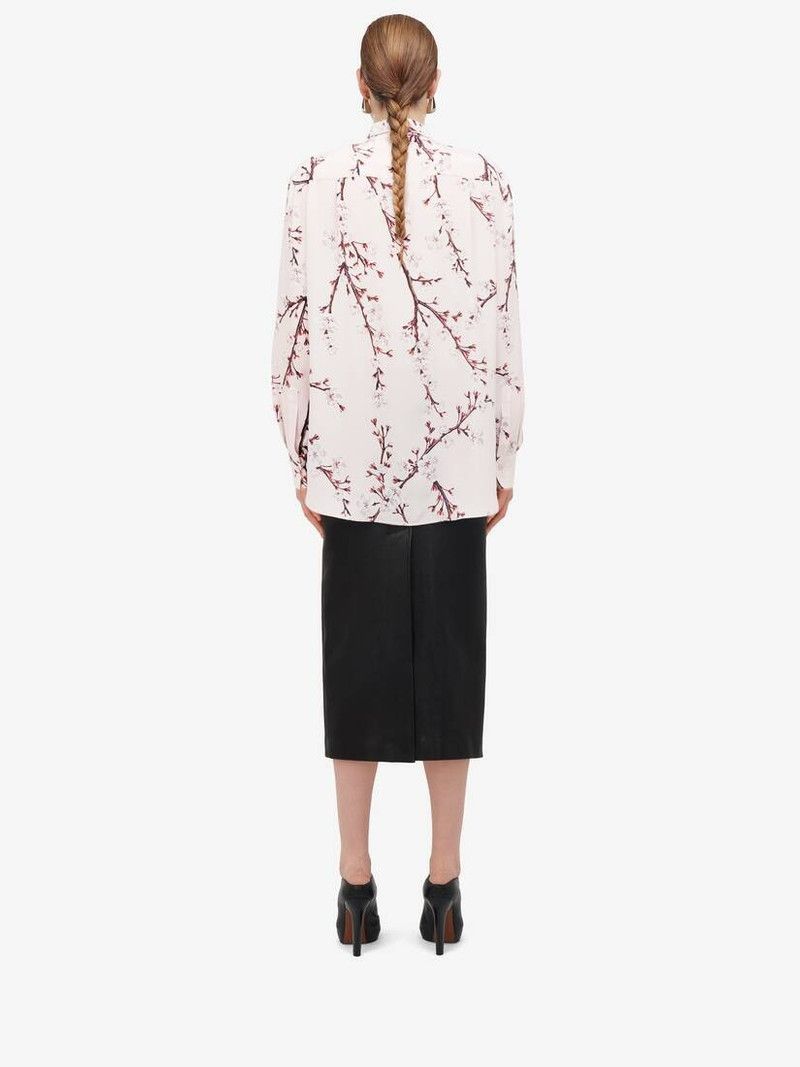 Alexander McQueen o1srvl11e0326 Cherry Blossom Classic Shirt in Multicolor Size L / US 10 / IT 46 - 5 Thumbnail
