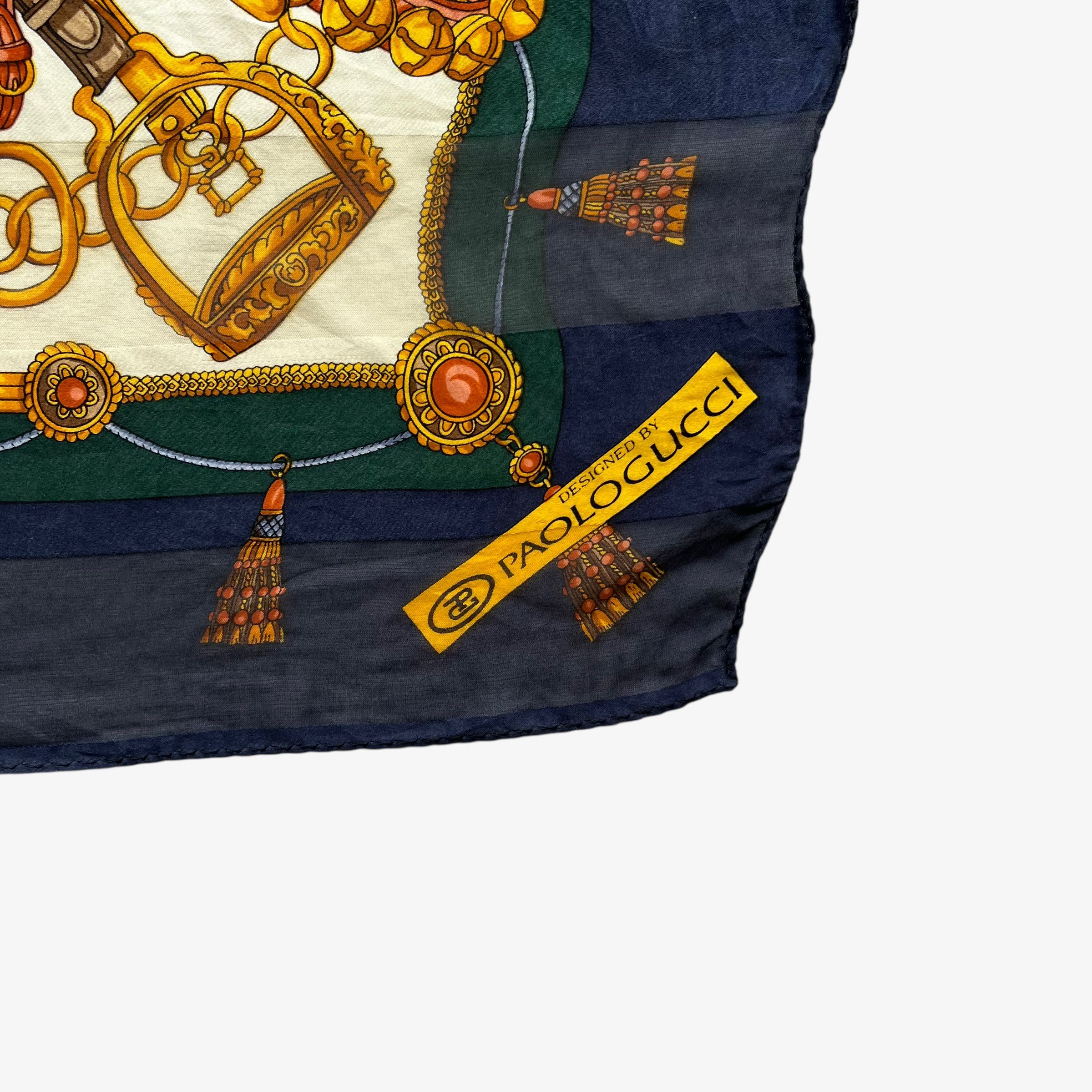 Paolo Gucci Vintage 80s Paolo Gucci Equestrian Horsebit Print Silk Scarf Size ONE SIZE - 2 Thumbnail