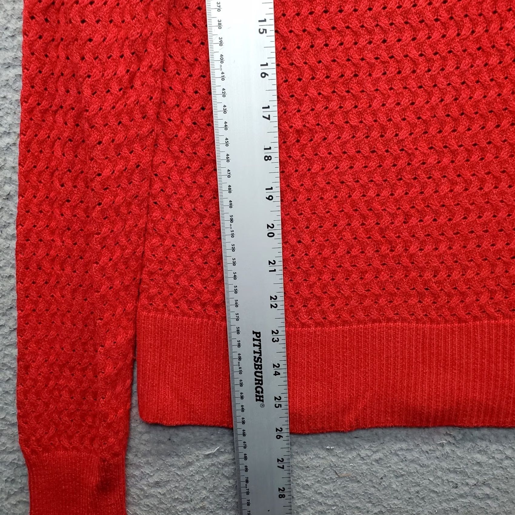 American Eagle Outfitters American Eagle Outfitters Sweater Womens M Red Open-Knit Round Neck Pullover Casual Size M / US 6-8 / IT 42-44 - 3 Thumbnail