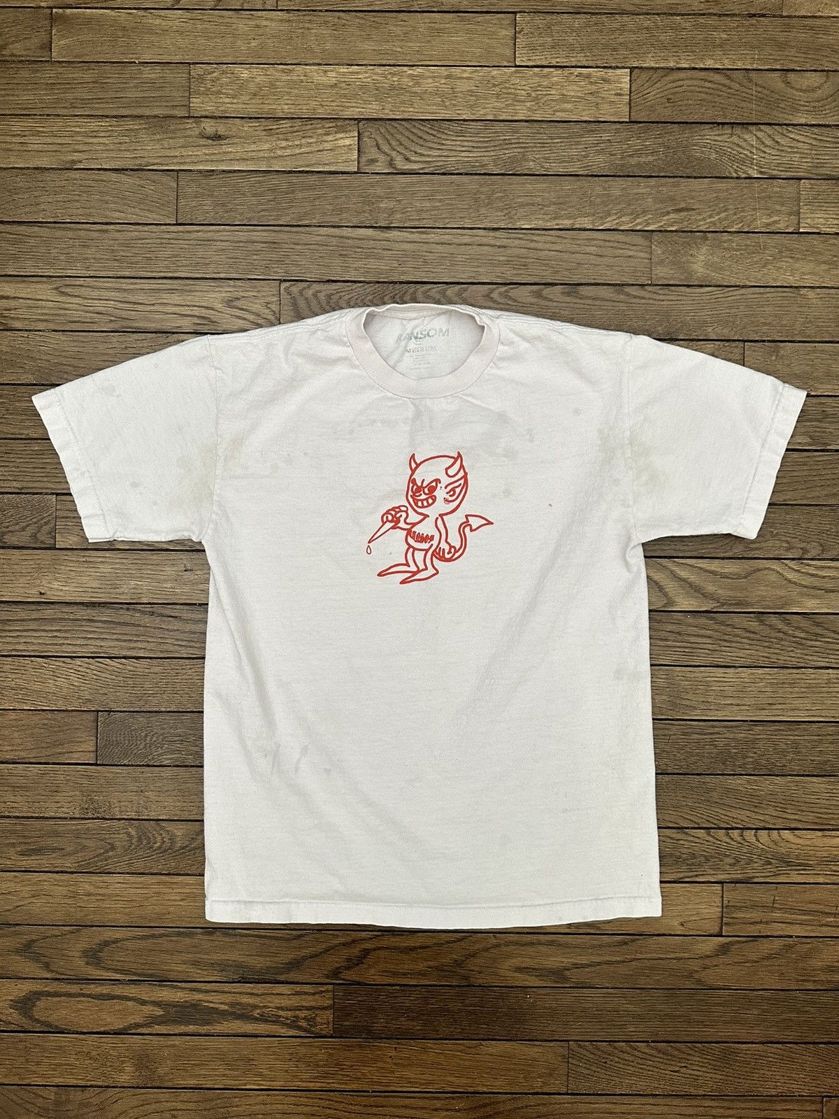 Ransom Clothing Ransom Clothing White + Red Logo Devil Tee Medium M Size US M / EU 48-50 / 2 - 3 Thumbnail