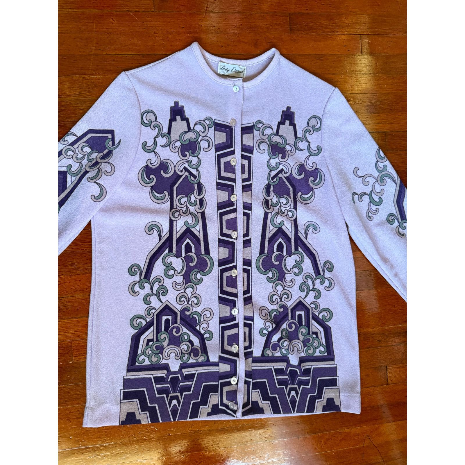 Vintage Vintage 60s Lavender Purple Funky Mod Caridgan Sweater Med Size M / US 6-8 / IT 42-44 - 4 Thumbnail