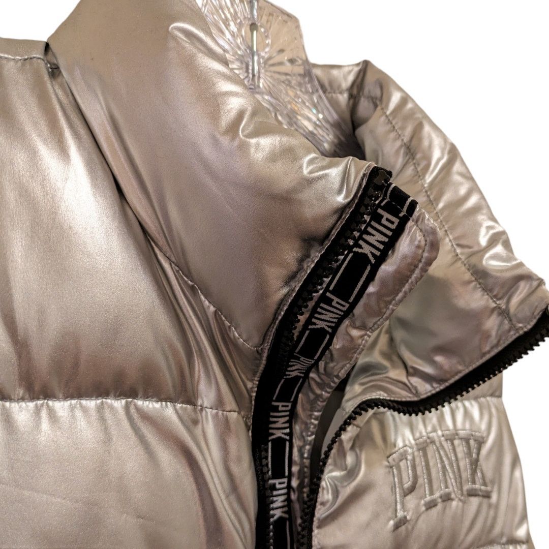 Pink PINK Victoria's Secret Zip Up Puffer Vest Silver Metallic M Size M / US 6-8 / IT 42-44 - 9 Thumbnail