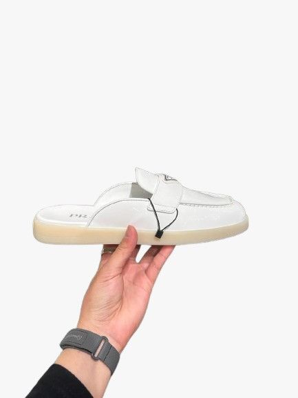 Prada o1B3y1r0526 Patent Mules in White Size US 11 / IT 41 - 1 Thumbnail