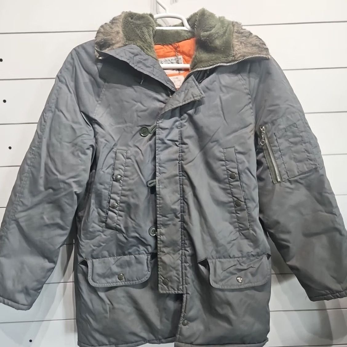 Vintage VINTAGE Kmart N3-B Army Green Satin Fur Trim Hooded Puffer Jacket Coat Mens Medium - Army Style Parka Coat Mens M Brown? Size US M / EU 48-50 / 2 - 2 Thumbnail
