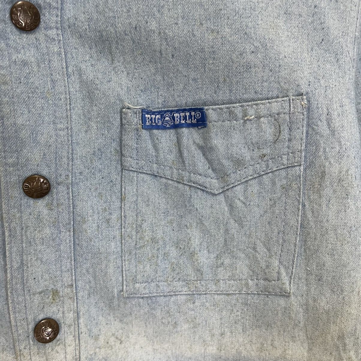 Japanese Brand Vintage 80s Big Bell Made In Japan Shortsleeve Chore Denim Size US S / EU 44-46 / 1 - 7 Thumbnail