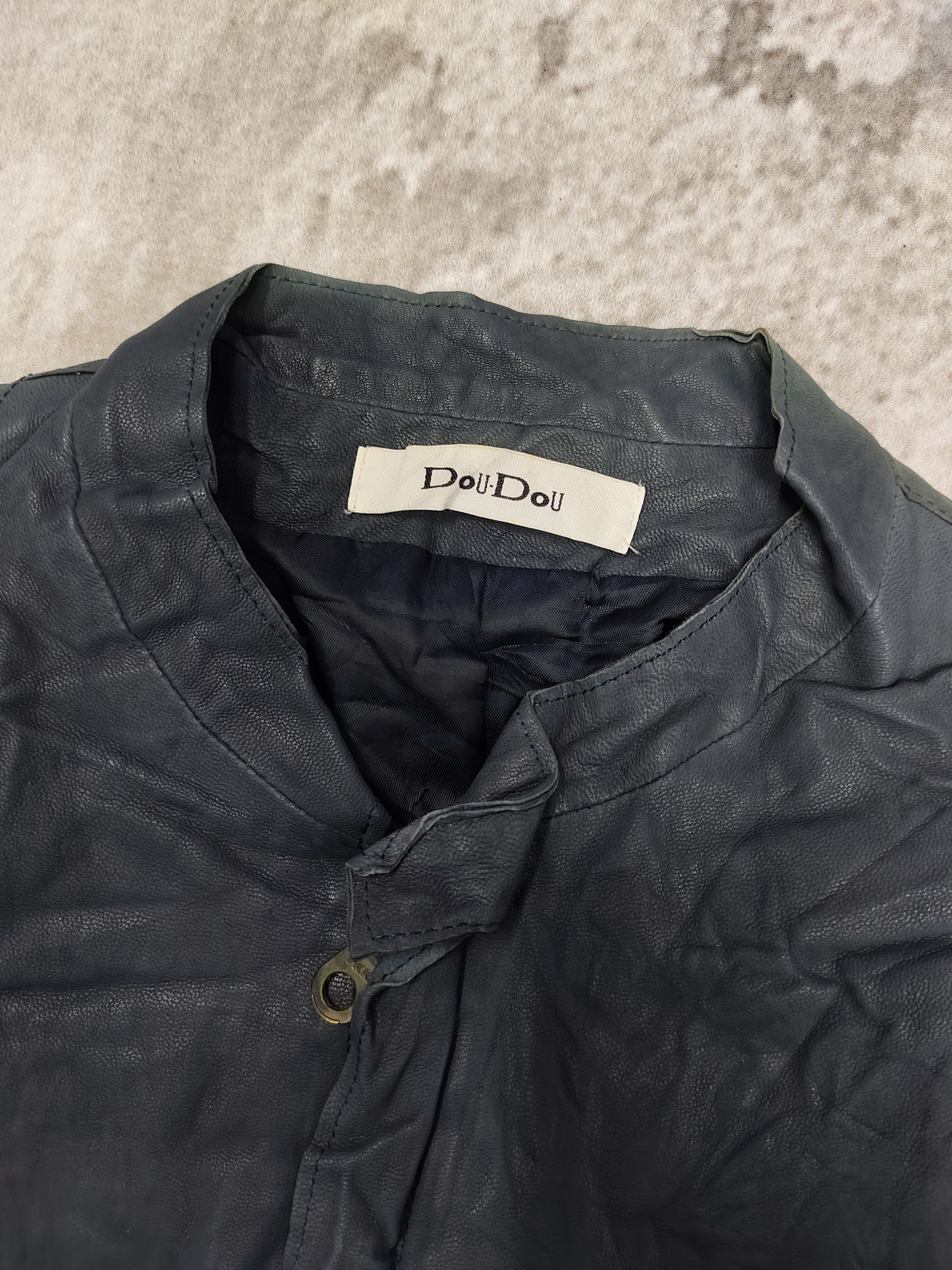 Japanese Brand 00s DouDou🇯🇵 Y2K Minimalist Goatskin Leather Moto Jacket Size M / US 6-8 / IT 42-44 - 9 Thumbnail