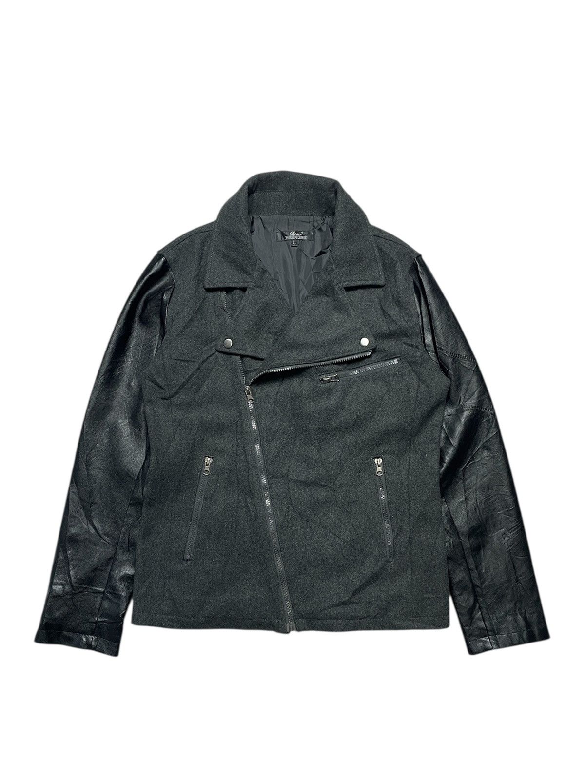 If Six Was Nine 2000’s Beno - Assymetrical Biker Leather Sleeves Jacket Size US M / EU 48-50 / 2 - 1 Thumbnail