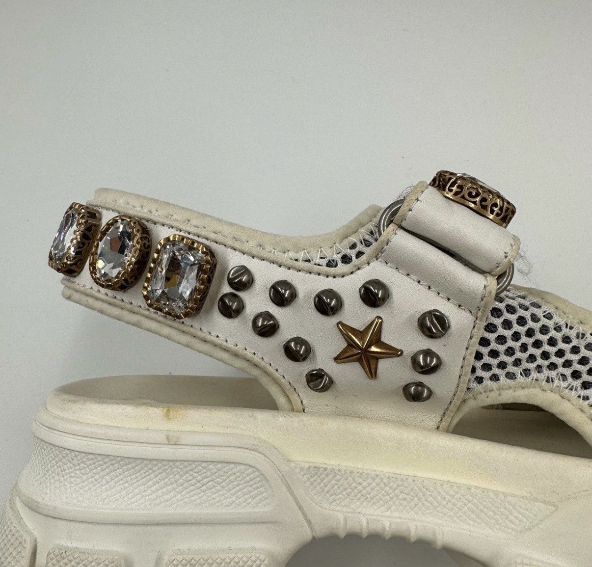 Gucci Gucci Square Diamond White Platform Sandals K12 Size US 5 / IT 35 - 6 Thumbnail