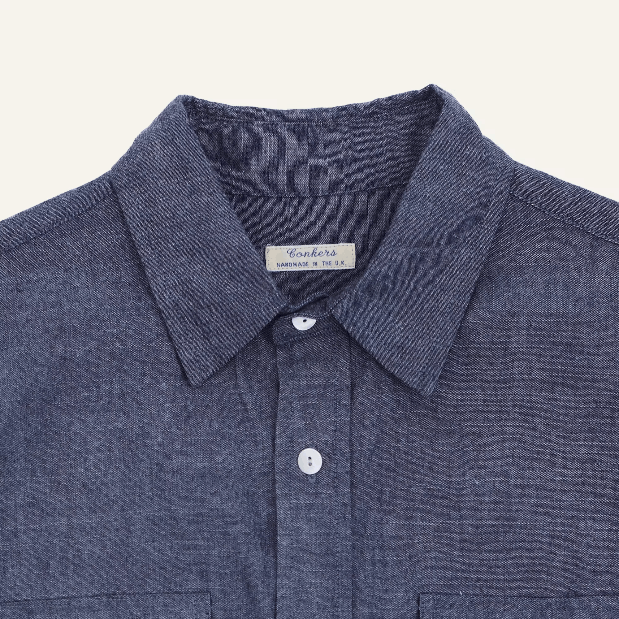 Other 💚 1/25 Conkers Miller Shirt Cotton Chambray Oldham Blue NEW Size US M / EU 48-50 / 2 - 3 Thumbnail