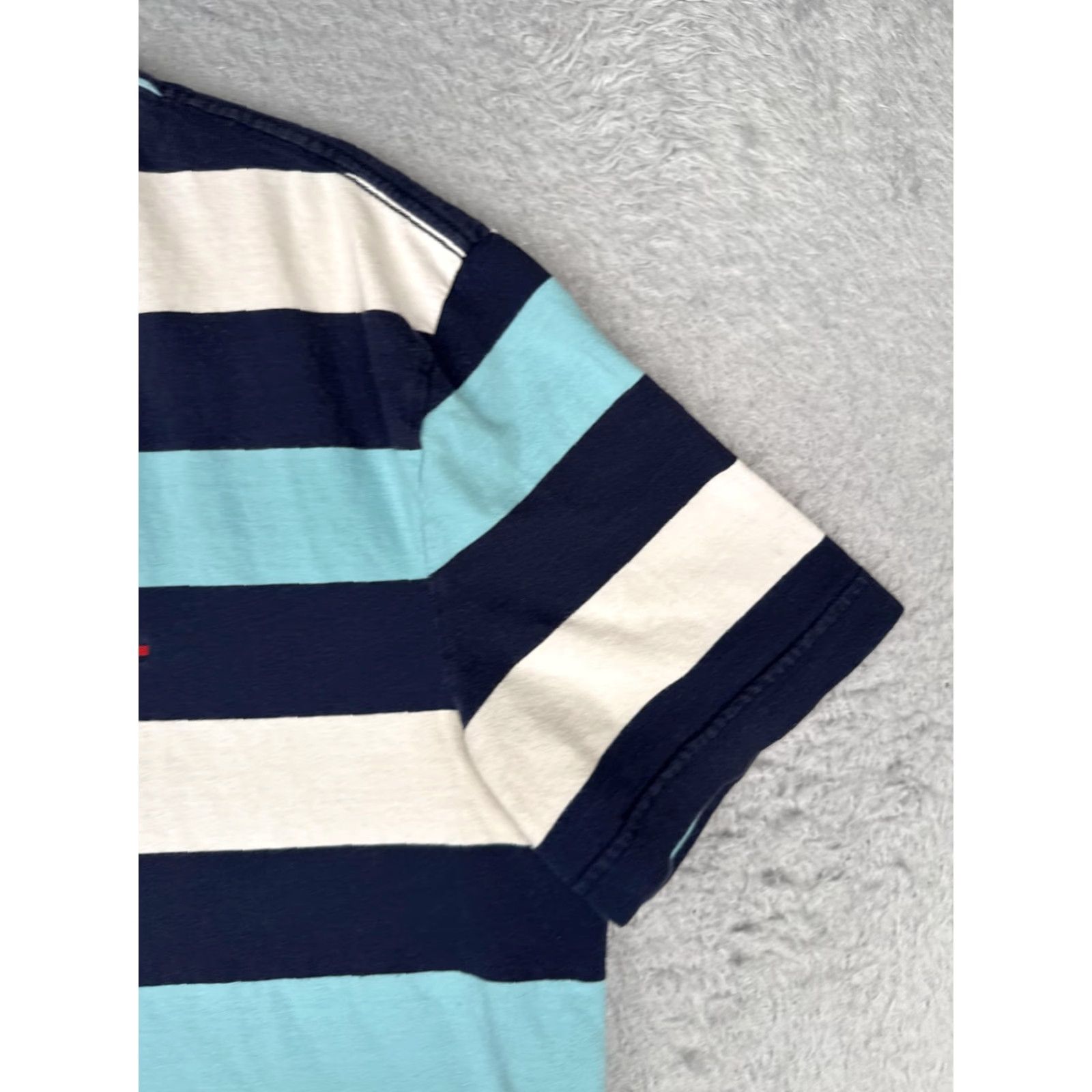 Tommy Hilfiger Tommy Hilfiger Shirt Mens Large Multicolor Striped V-Neck Short Sleeve Cotton Size US L / EU 52-54 / 3 - 2 Thumbnail