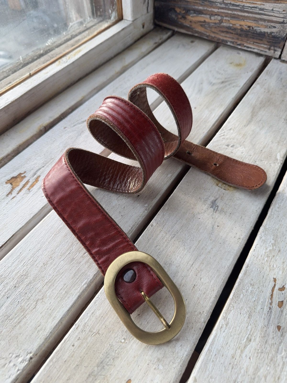 Japanese Brand Vintage Retro 90s Opium Real Leather Japanese style belt Size ONE SIZE - 2 Thumbnail