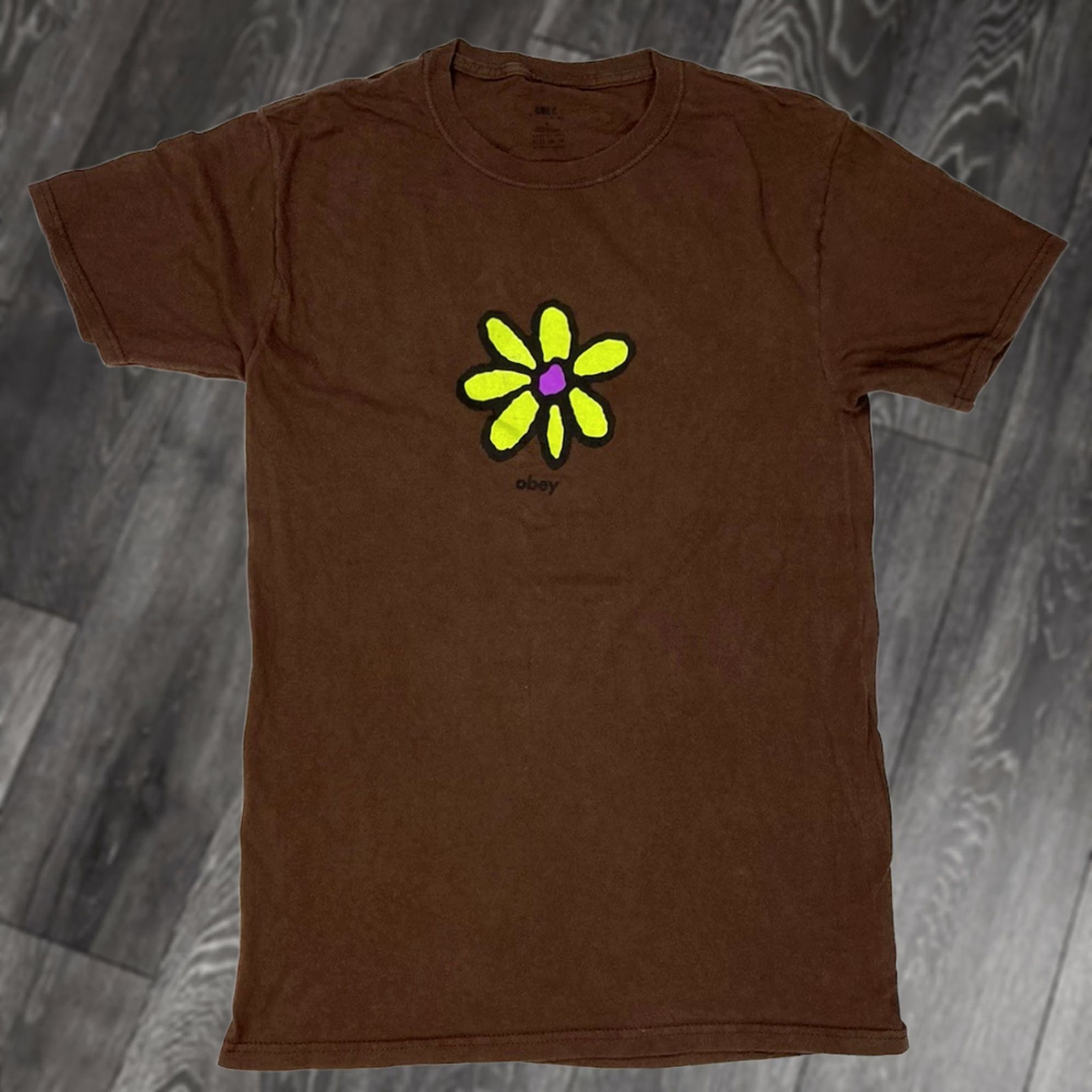 Obey VINTAGE Obey Flower Graphic T-shirt Men Small Brown Short Sleeve Size US S / EU 44-46 / 1 - 1 Thumbnail
