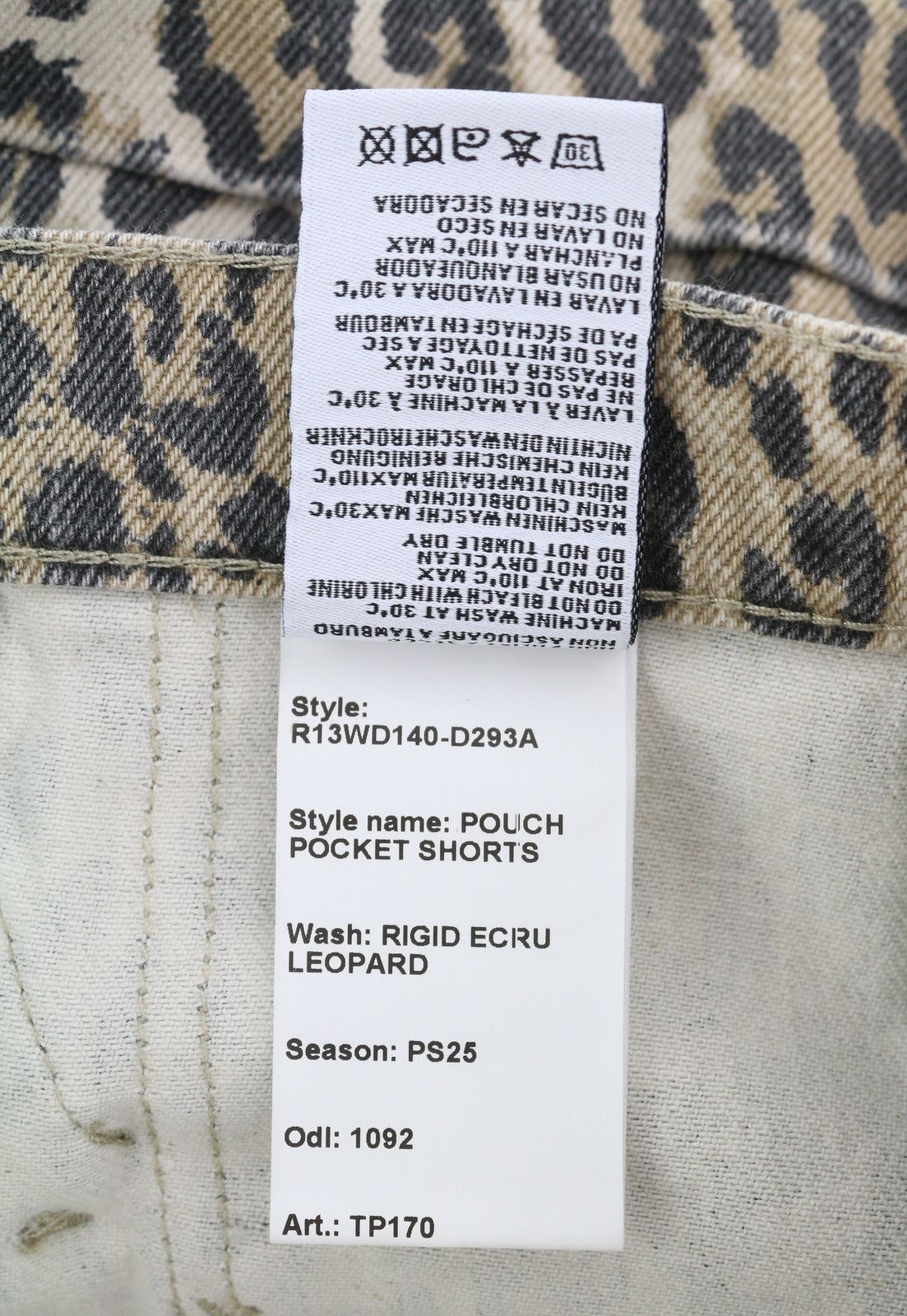 R13 POUCH POCKET 24 Denim Rigid Leopard Buttoned Shorts 85098 Size 24" / US 00 / IT 34 - 10 Thumbnail