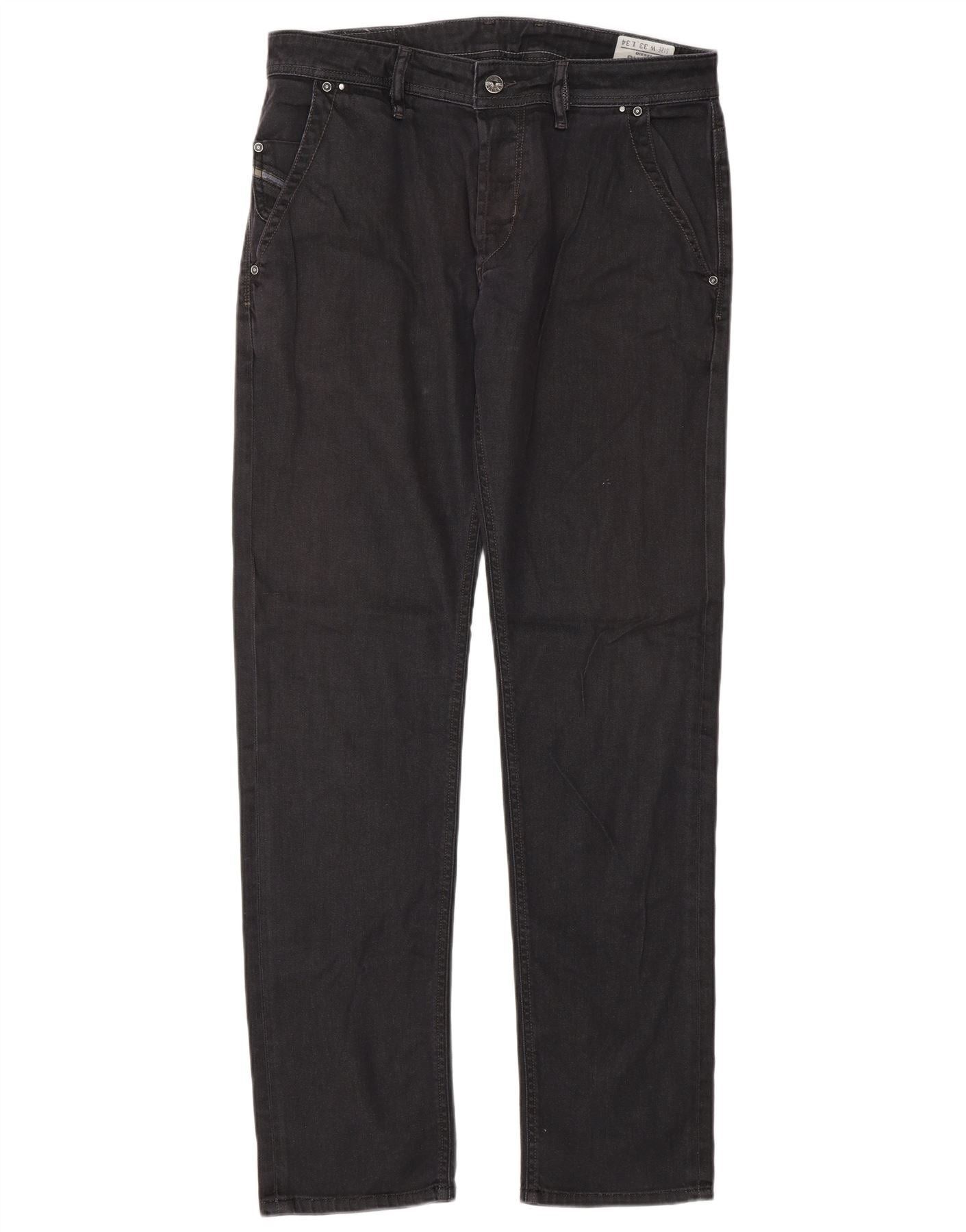 Mens Bhetto Stretch Straight Jeans W33 L34 Black Cotton