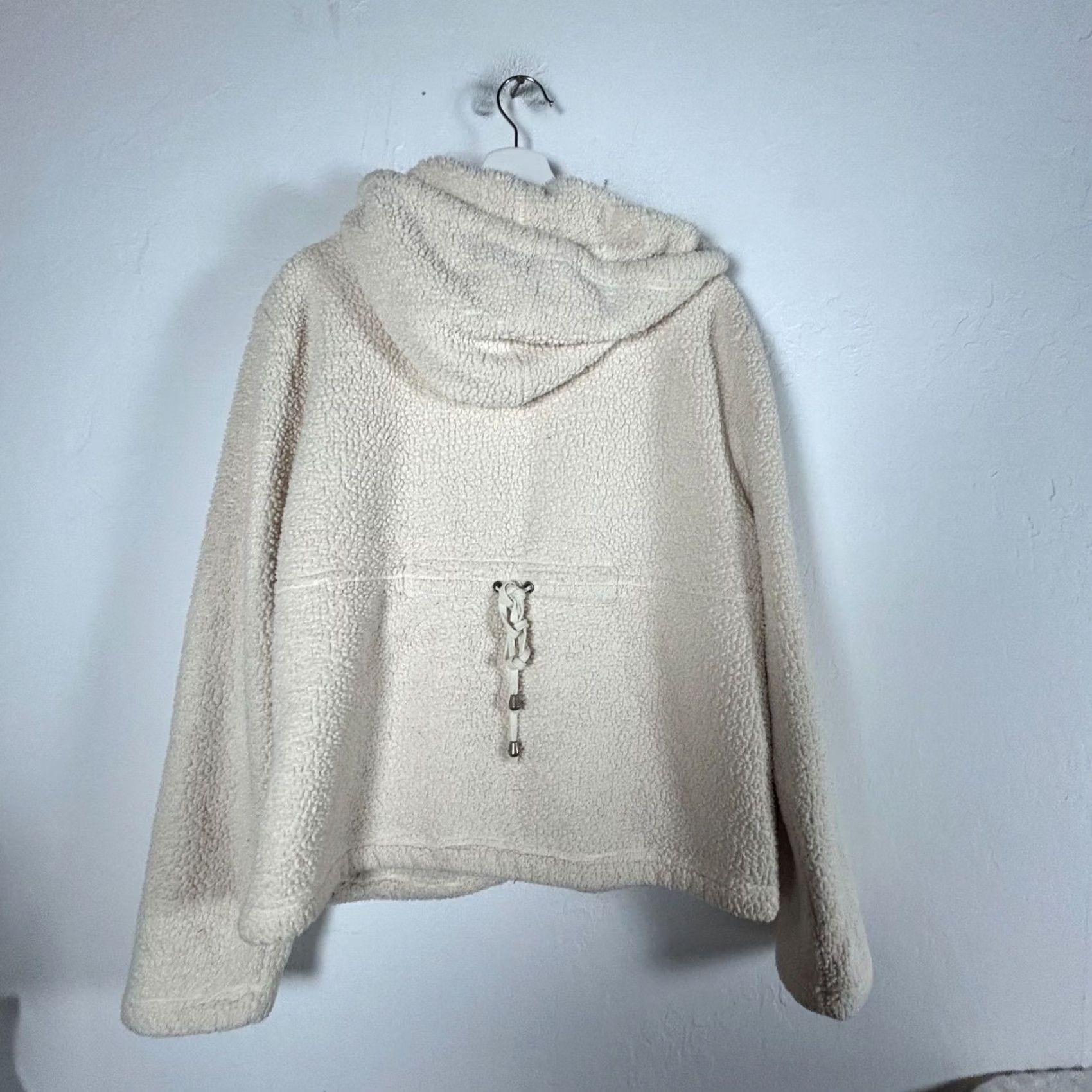 Vintage True Grit Womens Ivory Sherpa Fleece Zip-Up Hoodie Jacket XL Pockets Drawstring Jacket Womens XL Ivory Sherpa Fleece Zip-Up Pockets Drawstring Size XL / US 12-14 / IT 48-50 - 2 Thumbnail