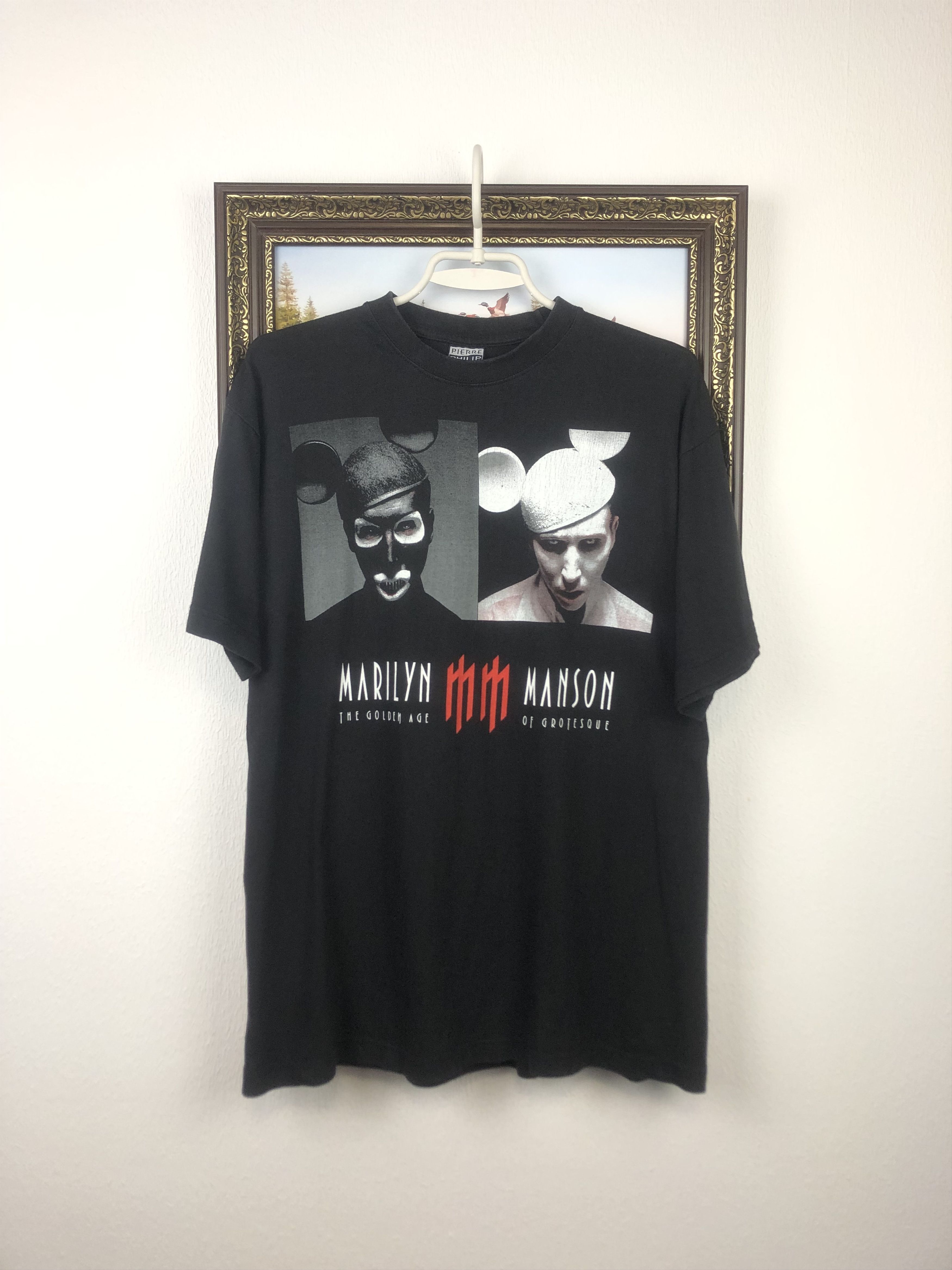 Vintage Marilym Manson Over Print Shirt Band Mens Black