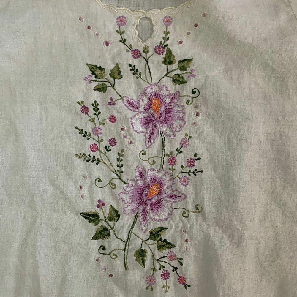Designer New White Hand Made Embroidered Blouse L Size L / US 10 / IT 46 - 3 Thumbnail
