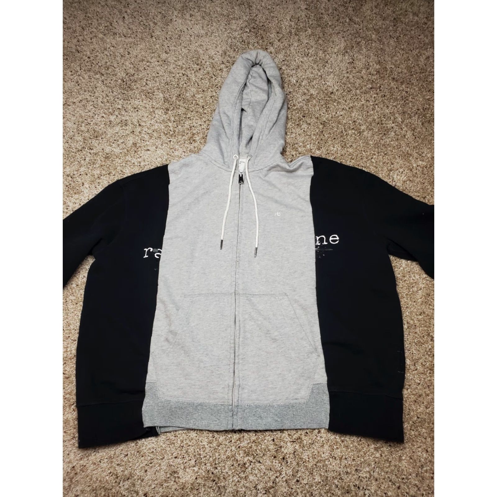 Rag & Bone VINTAGE Rag & Bone Bonum Paint Splash Hoodie XL Gray Cotton Blend Fleece Logo Full Zip Hooded Oversized Mens Accessories? Size US XL / EU 56 / 4 - 3 Thumbnail