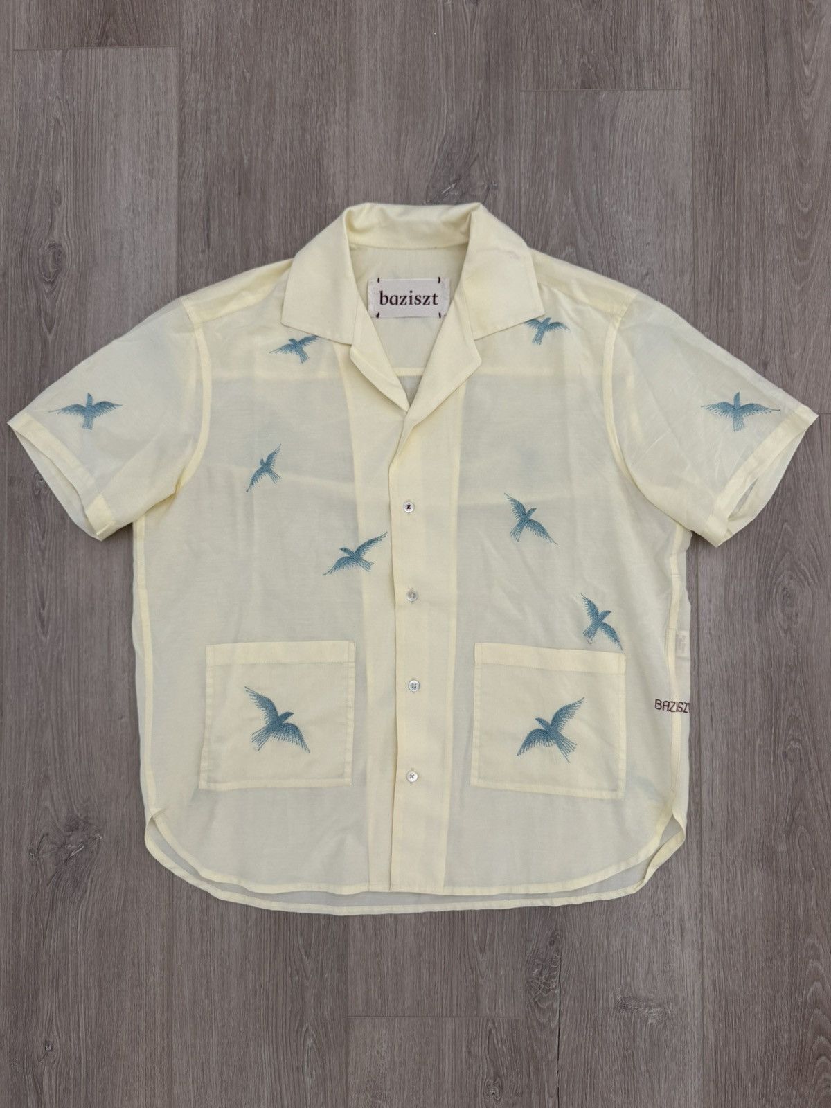 Other Baziszt Avian Bird Embroidered Camp Collar Silk Blend Shirt Size US M / EU 48-50 / 2 - 1 Thumbnail