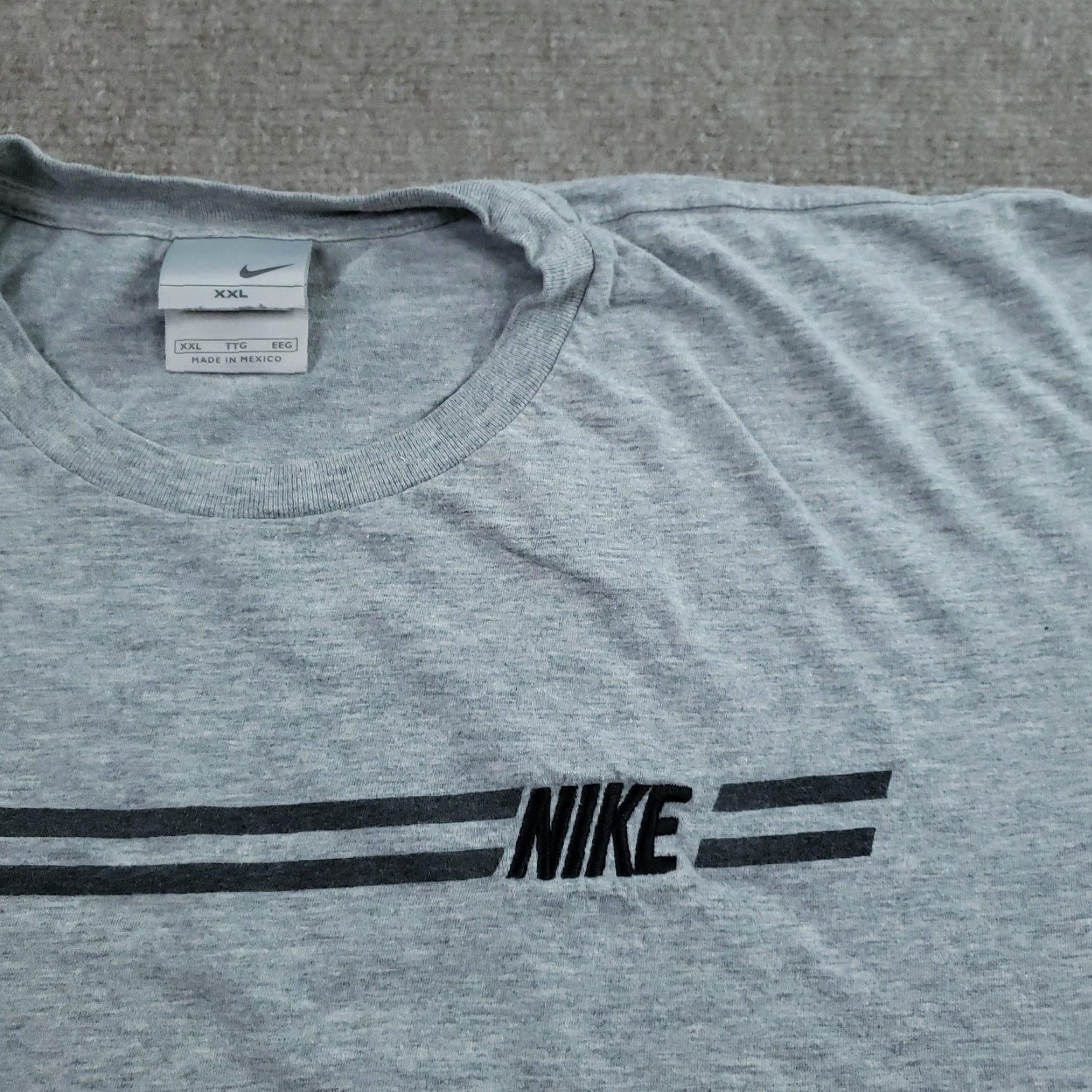 Nike Vintage Nike Shirt Men 2XL Gray Stripe Logo Graphic Short Sleeve Embroidered Fashion Shirt Size US XXL / EU 58 / 5 - 7 Thumbnail