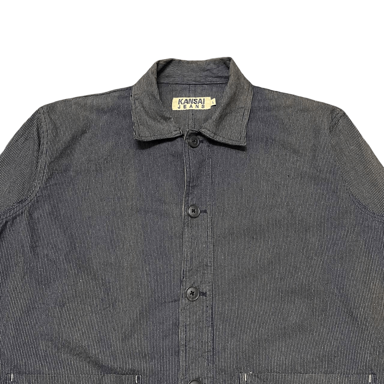 Kansai Yamamoto Vintage Kansai Jeans Hickory Striped Chore Jacket Size US L / EU 52-54 / 3 - 2 Thumbnail