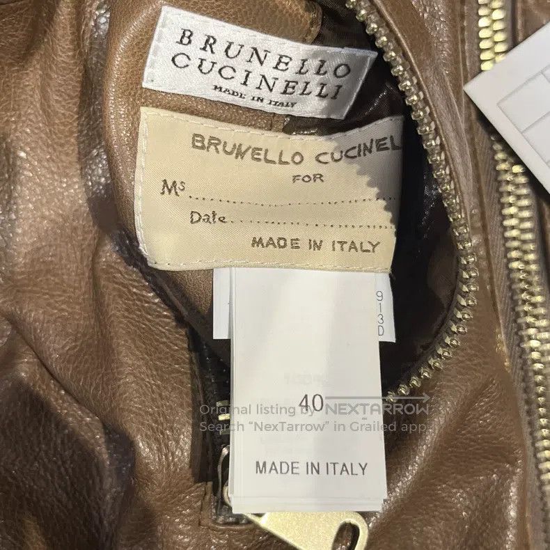 Brunello Cucinelli Brunello Cucinelli Brown Lamb Leather Two-Tone Leather Jac Size XS / US 0-2 / IT 36-38 - 4 Thumbnail